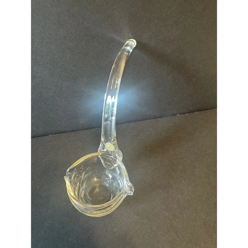 Vintage Hand Blown Ladle Made in Romania Curved Handle Double Spout